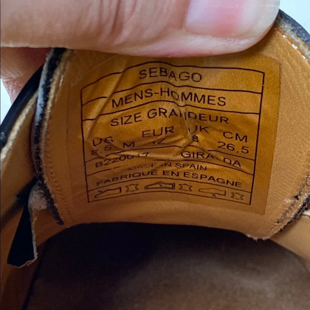 Sebago Cap Toe Oxford Lace Up Dress Shoe Black Leather‎ Size 8.5